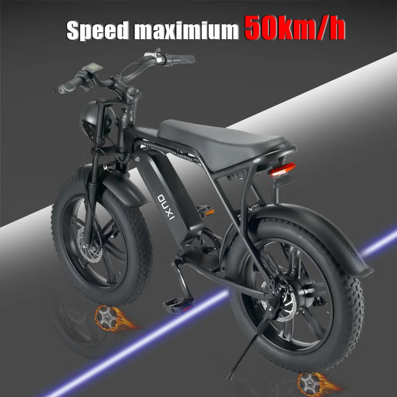 Ouxi-V8 Adult Electric Bicycle Fat Tire Electric Bicycle 48V 50km/H Off-Road City Fat Tire Bicycle 1000W 48V30AH Lithium Battery