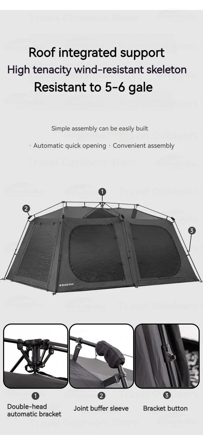 Naturehike BLACKDOG Cabin Tent Camping Automatic Tent for 5-8 Person Family Travel W/ Projection Screen Double Layer Waterproof