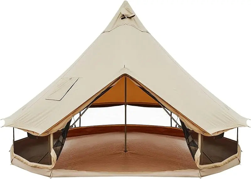 KingCamp Canvas Bell Tent for Camping, 4 Seasons 13.2ft/16.4ft Camping Yurt Tent, w/Stove Jacks, Luxury Glamping Waterproof and