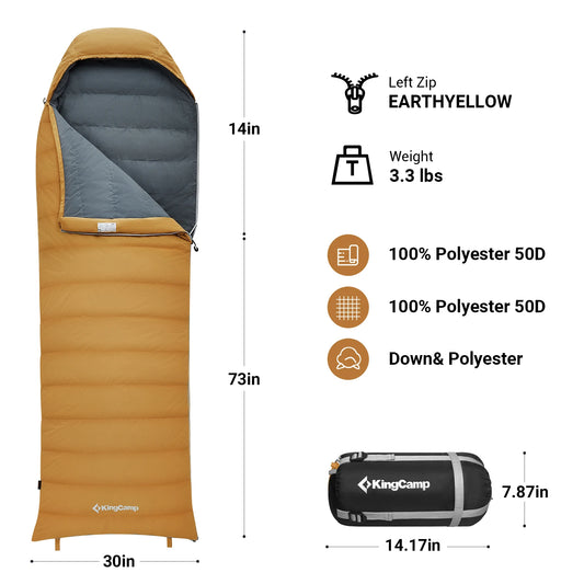 KingCamp Envelope Sleeping Bag, Camping Sleeping Bag, Lightweight Camping Essentials Gear Accessories Hiking Sleep Must Haves