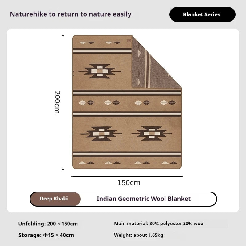 Naturehike Camping Wool Blanket Picnic Mat Shawl Multifunction Ground Floor Outdoor Poncho Thickened Warm Soft Carpet Portable