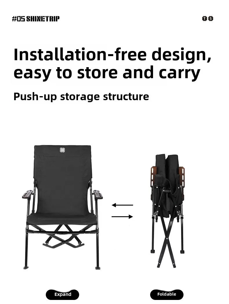 Shinetip Outdoor Camping Chair Furniture High Back Recliner Relax Lightweight Foldable Portable Adjustable Camping Kermit Chair