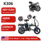 3 Speed Folding Ebike Electric Bike For Adults 48V 15AH 400W 32KM/H 14 inch Tire Electric Bicycle City USB Charging Port