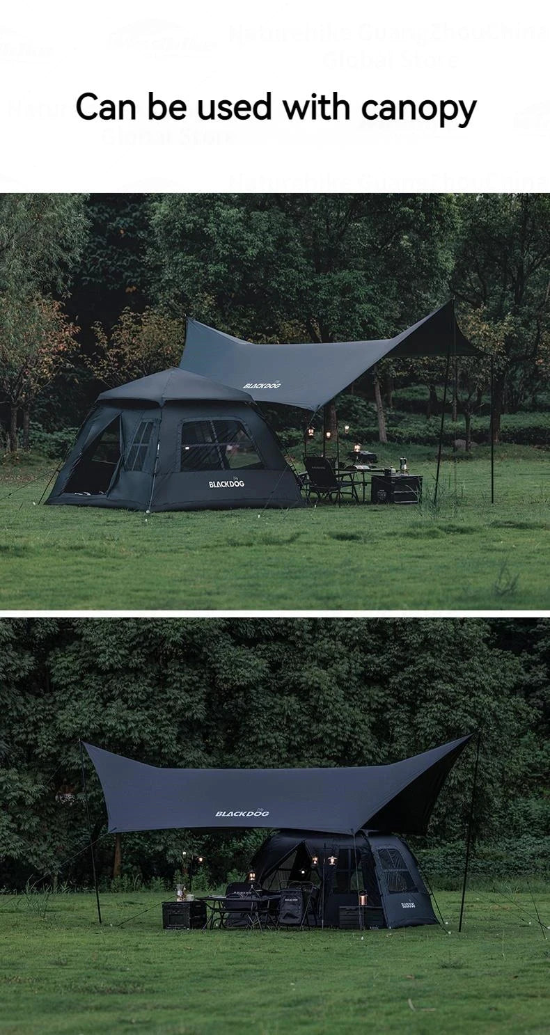 BLACKDOG Automatic One-touch Tent Quick Open Two Door Four Window Camping Outdoor Black Coated Waterproof Thickened