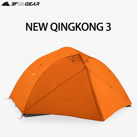 3F UL Gear Qinkong 3P 3-Person 4-Season Camping Tent 15D Silnylon Coating with Matching Ground Sheet Ultralight Outdoor