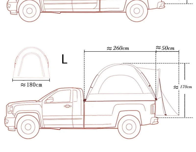 Car Rear Tent Field Camping Pickup Truck Side Tents Fishing Automatic Roof Tent Oxford Cloth For Toyota Tundra Tacoma Titan