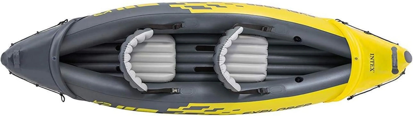 Explorer K2 2-Person Inflatable Kayak with 2 Aluminum Oars and Pump and Challenger K1 1-Person Inflatable Kayak