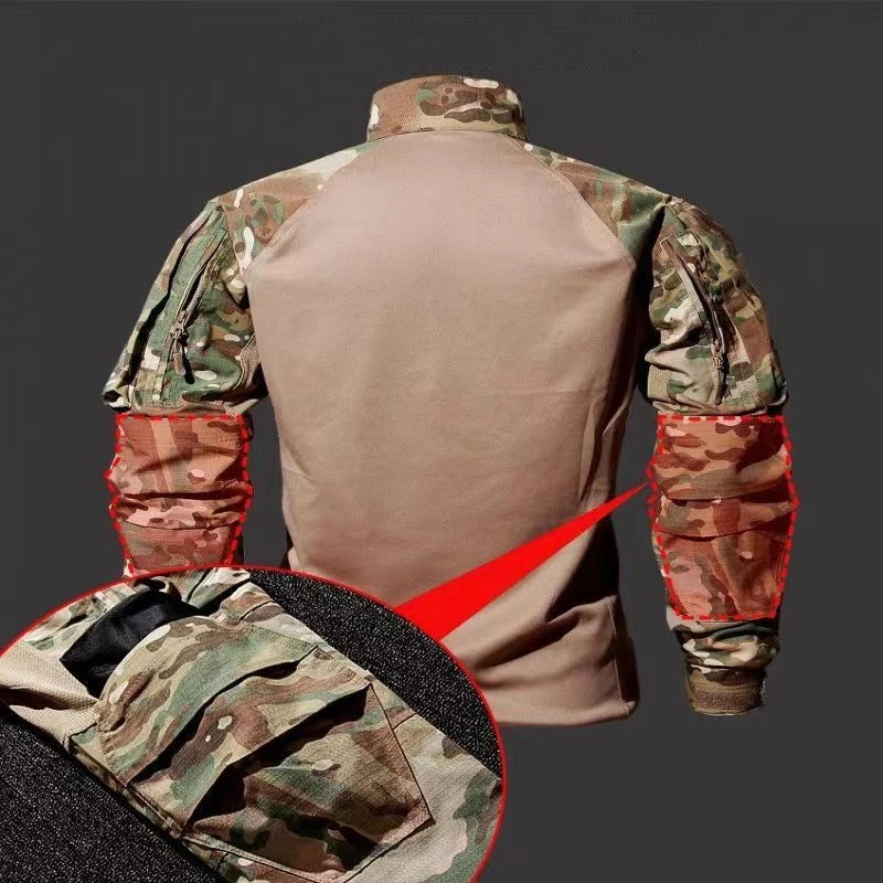 Spring Autumn Tactical Frog Shirts Men Long Sleeve Breathable Tops Wear-Resistant Workwear Coat Outdoor Camping Hiking Shirt