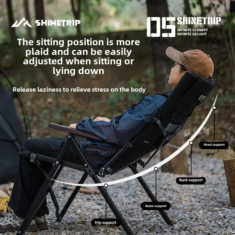 Shinetrip Camping Chair Four-speed Adjustable Aluminum Alloy Outdoor Tactical Camping Blackened Outdoor Recliner