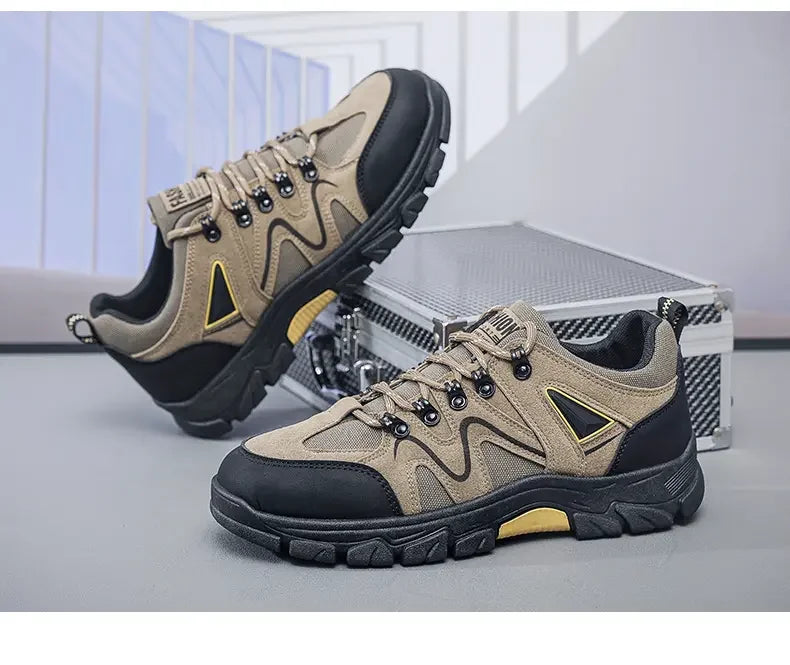 Men's Outdoor Hiking Shoes, Hiking Boots, Suede Leather Outdoor Shoes, Wear-resistant Men's Walking and Hunting Sports Shoes