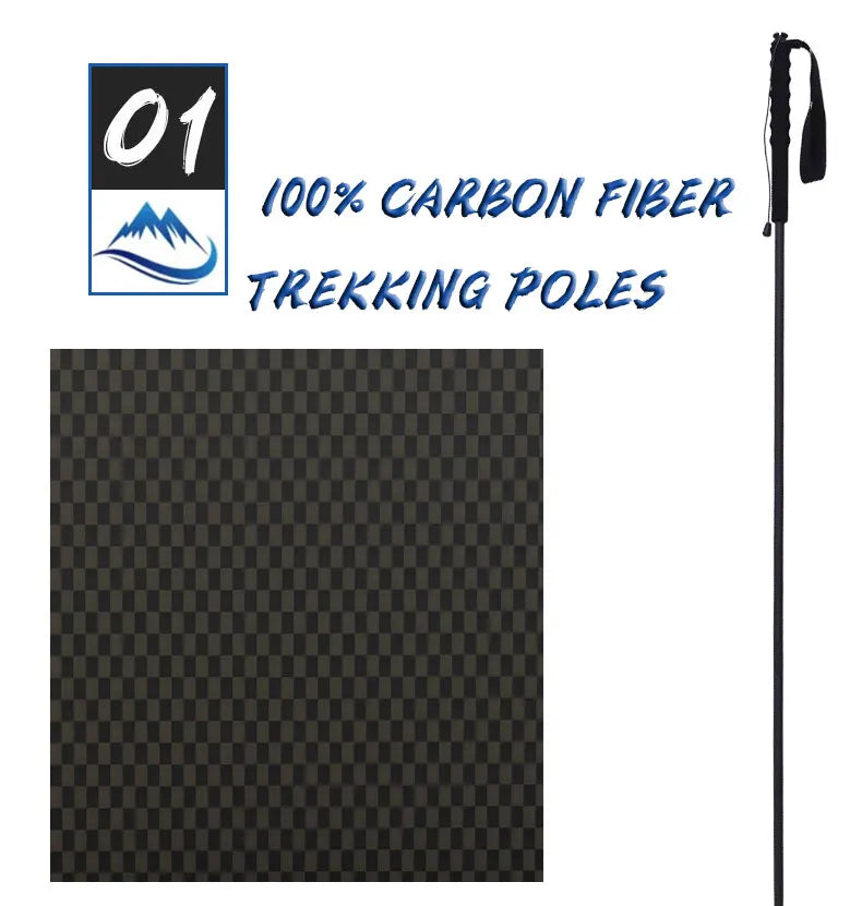 115g Super Light Weight Trekking Poles Foldable 5-Sections Hiking Sticks Climbing Poles Collapsible Nordic Walking Sticks Poles