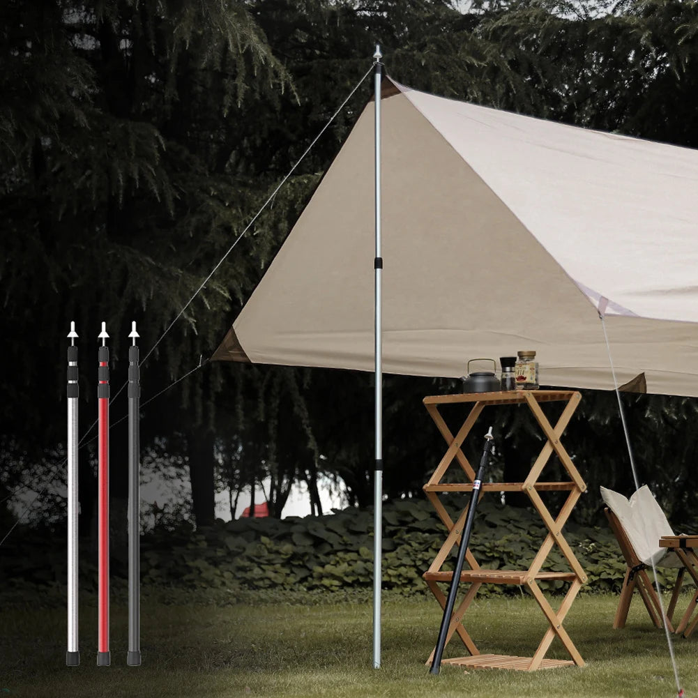 2.3m Beach Shelter Awning Pole Adjustable about 90.55inches Camping Tarp Bar Retractable Telescoping Tent Pole Camping Accessory