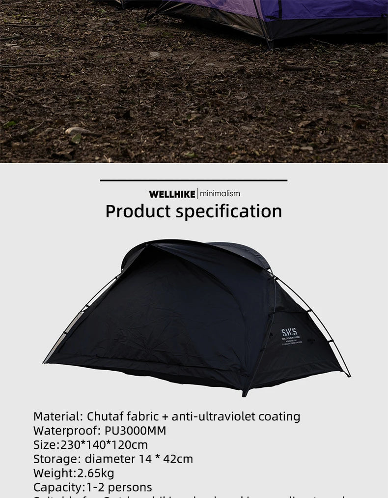 WELLHIKE Lightweight Camping Tent Rain And Sun Outdoor Hiking Backpacking Travel Hiking Tent Field Park Camping Equipment