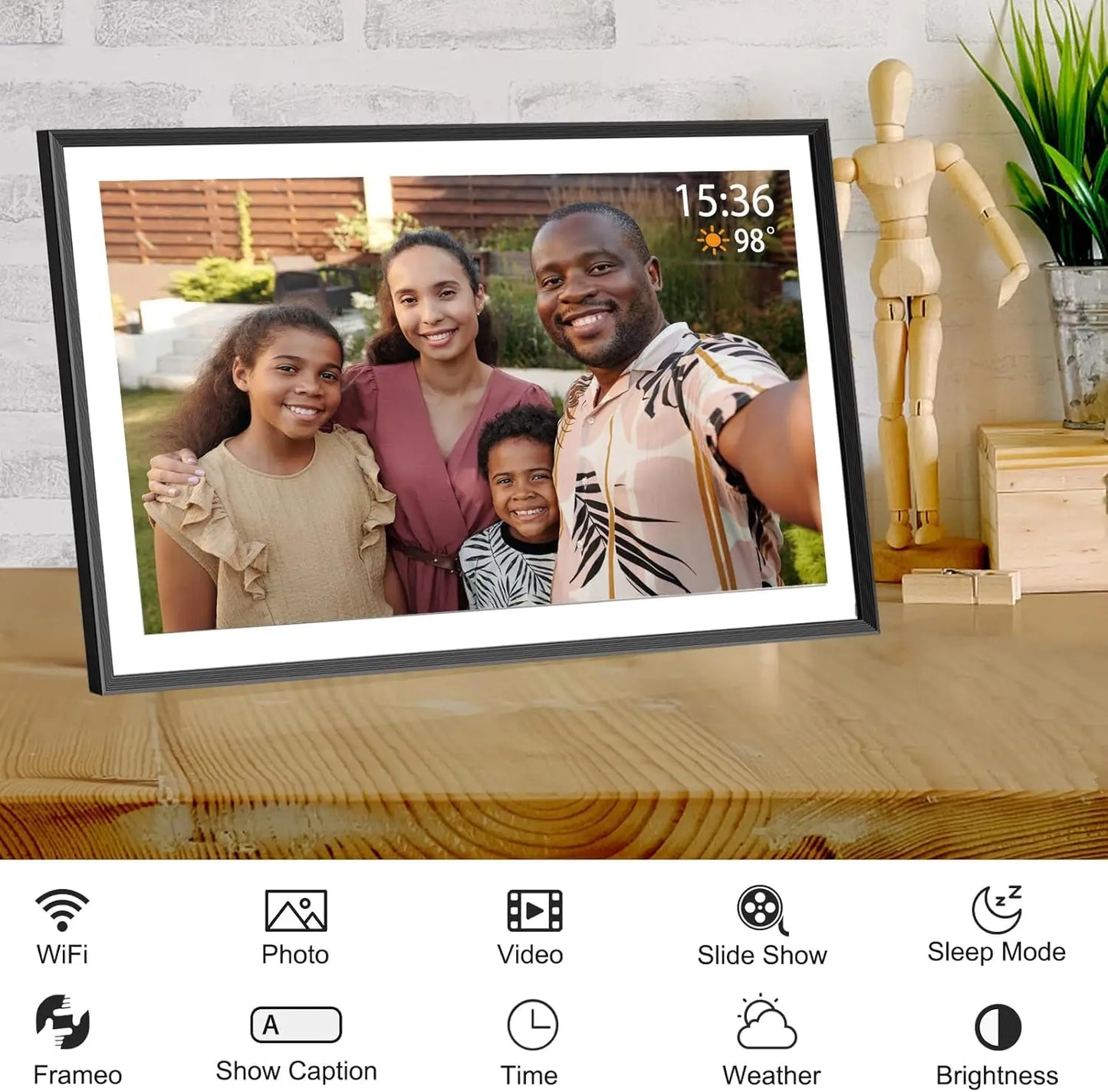 15.6 Inch Large Digital Picture Frame WiFi Electronic Smart Digital Photo Frame 32GB 1920 * 1080 IPS Touch Screen Wall Mountable