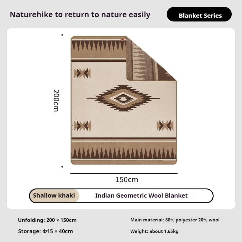 Naturehike Camping Wool Blanket Picnic Mat Shawl Multifunction Ground Floor Outdoor Poncho Thickened Warm Soft Carpet Portable