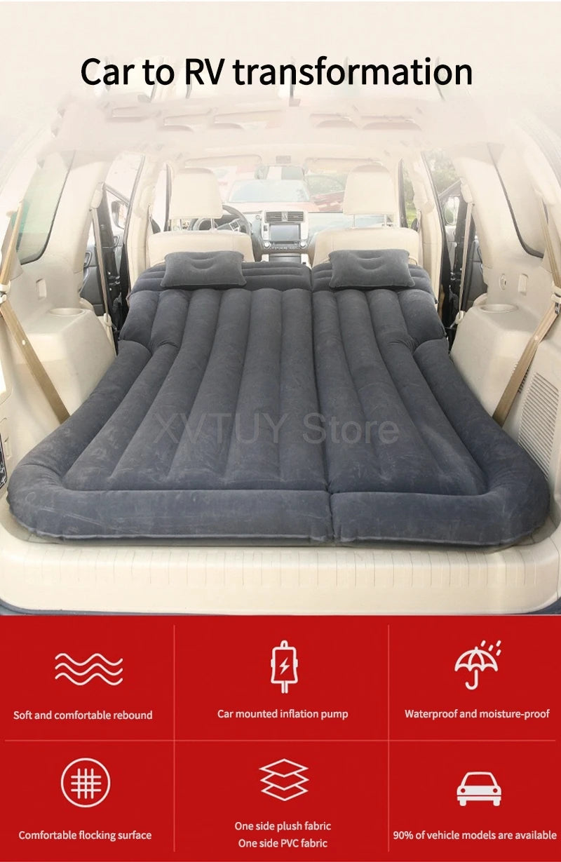 Universal Car Travel Inflatable Bed 175x130cm Foldable SUV Back Seat Trunk Mattress Air Bed Pillow for Travel Camping Outing