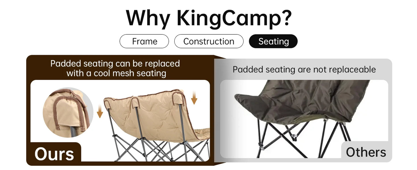 KingCamp Double Padded Butterfly Chair Oversized Camping Chair, Camping Lawn Patio Indoor Lawn with Padded Support 300 lbs