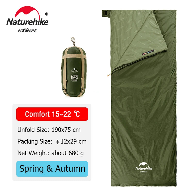 Naturehike LW180 Sleeping Bag Ultralight Portable Splicable Single Spring Summer Outdoor Hiking Camping Climbing Sleeping Bag