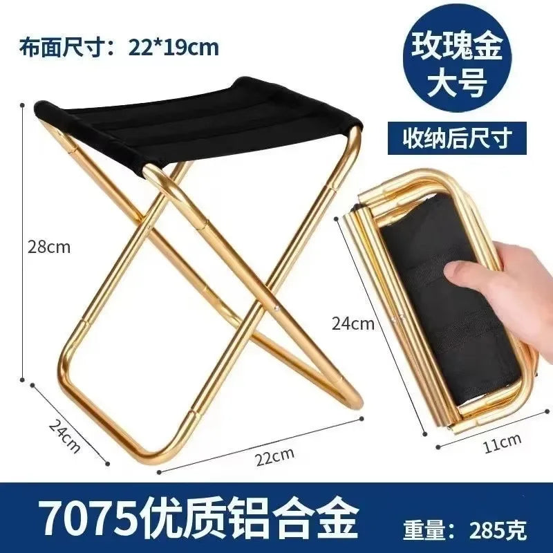 Portable Folding Picnic Stool, Fishing Chair, Ultra Light Furniture, Alloy Folding Stool, Camping Chair