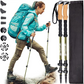 Carbon Fiber Trekking Poles Lightweight Collapsible Hiking, Shock-Absorbent Walking Sticks with Natural Cork Grips, Flip Locks