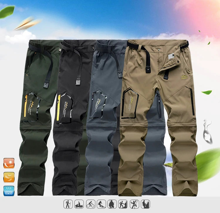 Mens Hiking Convertible Pants Camping Water Repellent Lightweight Quick Dry Zip Off Fishing Outdoor Cargo Work Trekking Trousers