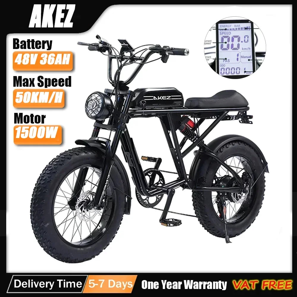 AKEZ super73 s2 All-terrain Electric bike 1500W Powerful Motor 48V 36AH Electric Bicycle 20-inch Fat Tire Urban Off-road e-bike