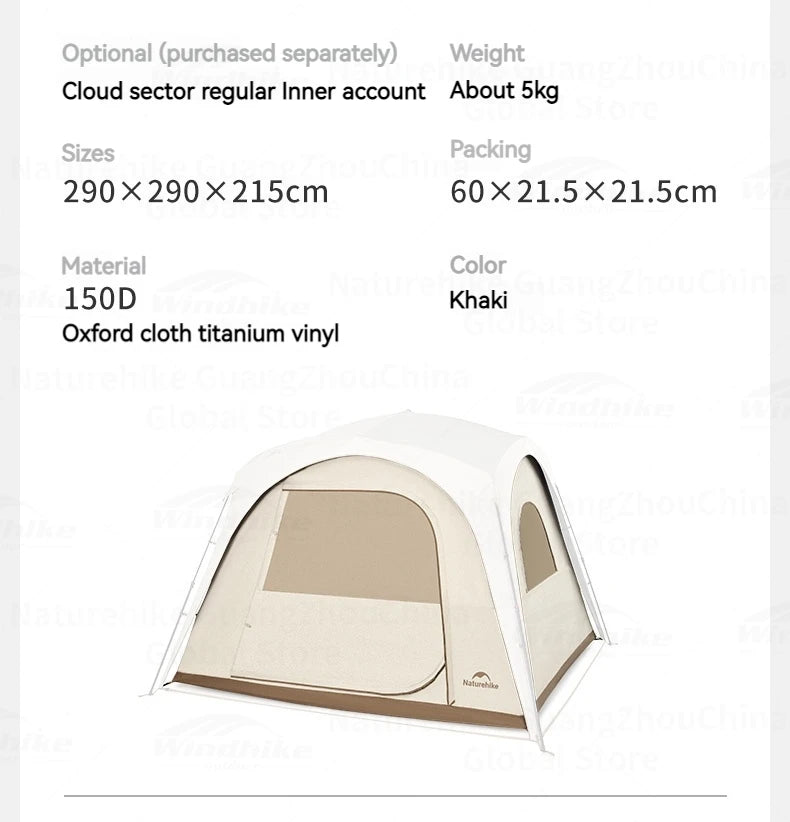 Naturehike Dome Tent Canopy Waterproof PU5000+ UPF12500+ Quick Open Docking Tent Outdoor Camping Large Sunshade Tarp Family