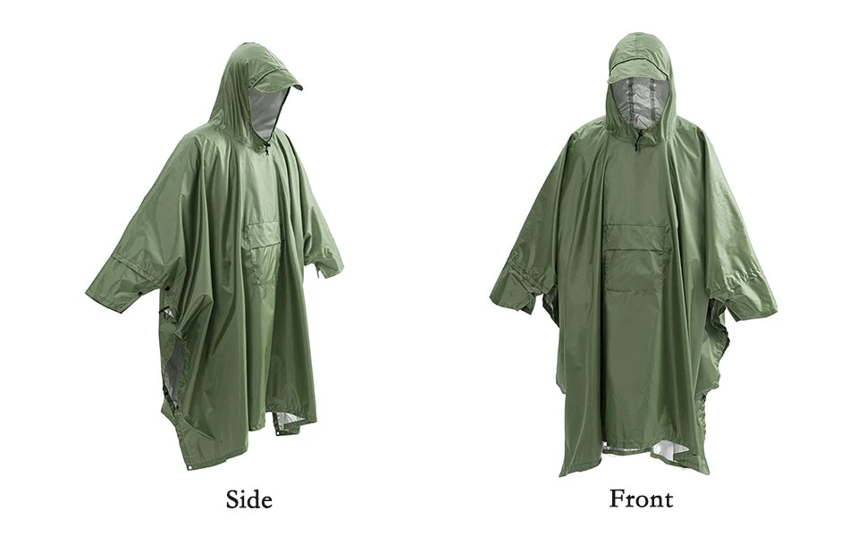 3 In 1 Outdoor Military Waterproof Raincoat Rain Coat Men Raincoat Women Awning From The Rain Motorcycle Rain Poncho Picnic Mat