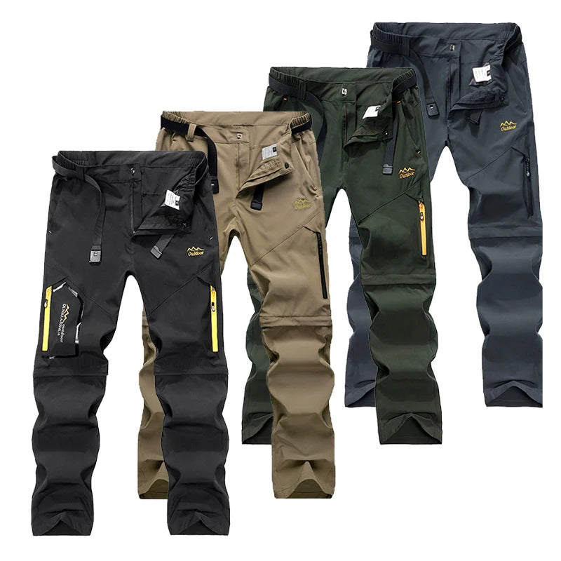 Mens Hiking Convertible Pants Camping Water Repellent Lightweight Quick Dry Zip Off Fishing Outdoor Cargo Work Trekking Trousers