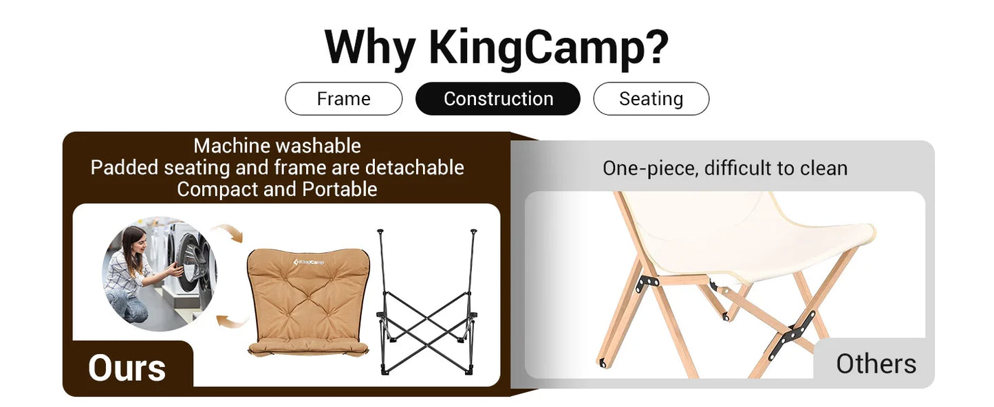 KingCamp Comfortable Butterfly Chair, Camping Dorm Entertainment, with Upholstered Seat, Portable and Foldable, 300 lbs