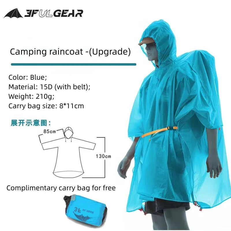 3F UL GEAR Lightweight Hiking Poncho, Waterproof Backpack Poncho Raincoat for Outdoor Trekking, Camping, Hiking