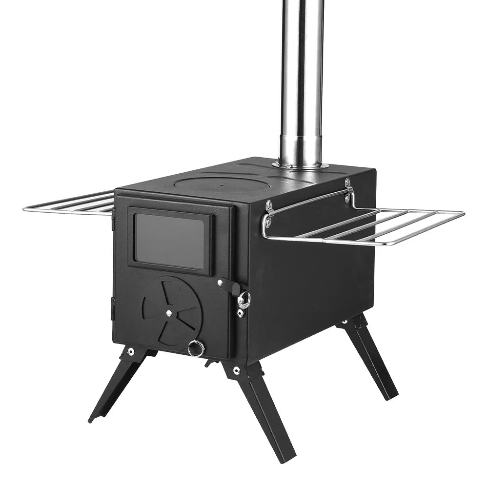 Outdoor Camp Tent Firewood Stove Portable Wood Burning Stove Multifunctional Firewood Burner with Detachable Chimney