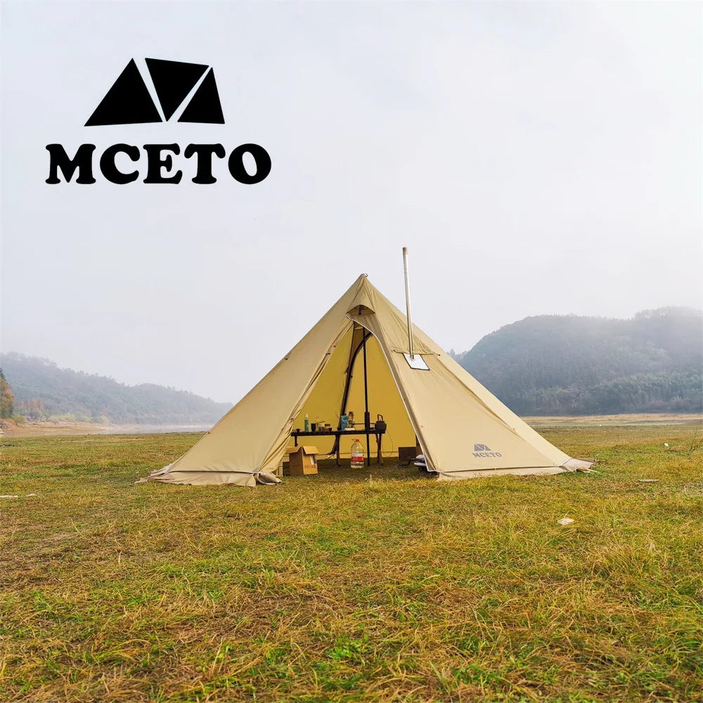 Lightweight Tipi Hot Tents with Stove Jack, Standing Room,Teepee Tent for Hunting, Family Team Camping,Brown, 6-8Persons