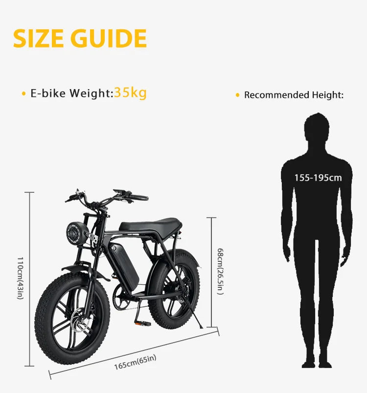 Ouxi-V8 Adult Electric Bicycle Fat Tire Electric Bicycle 48V 50km/H Off-Road City Fat Tire Bicycle 1000W 48V30AH Lithium Battery