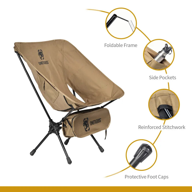 OneTigris Portable Camping Chairs Multicam Foldable Outdoor Chair For Camping Trekking Fishing BBQ Parties Gardening Indoor Use