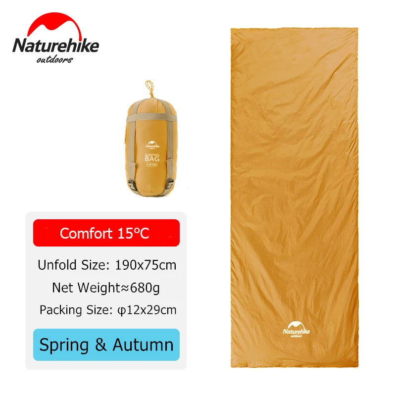 Naturehike Sleeping Bag Ultralight LW180 Waterproof Cotton Sleeping Bag Nature Hike Summer Hiking Camping Sleeping Bag