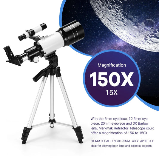 150 Time Professional Astronomical Telescope for Space Monocular HD Eyepiece Powerful Binoculars Night Vision for Star Camping