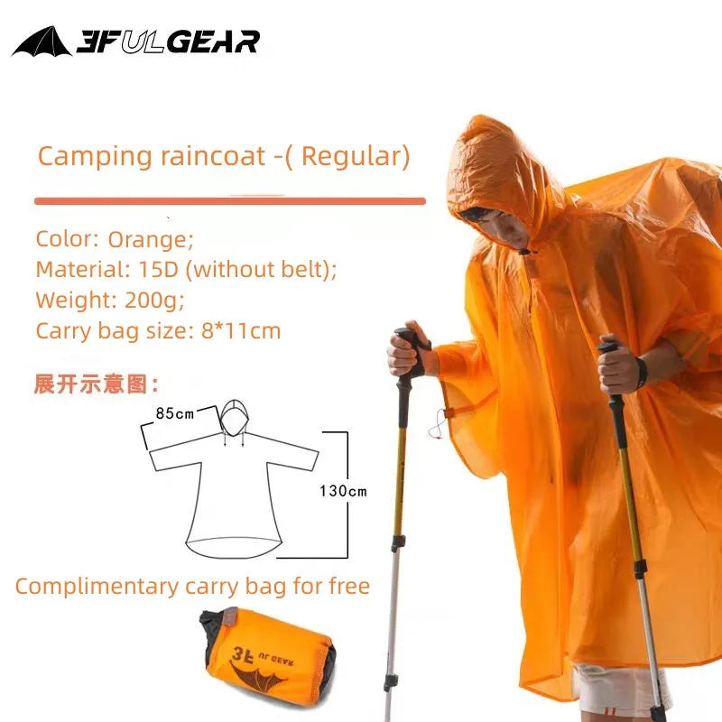 3F UL GEAR Lightweight Hiking Poncho, Waterproof Backpack Poncho Raincoat for Outdoor Trekking, Camping, Hiking