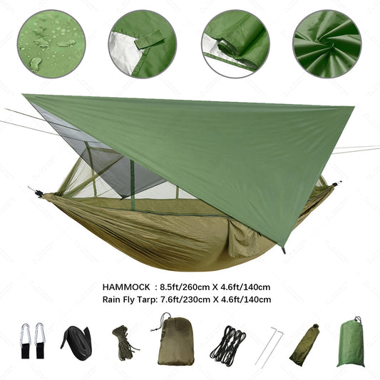 Anti Outdoor Camping Hammock With Mosquito Net And Rain Tent Equipment Supplies Shelters Camp Bed Survival Portable Hammock