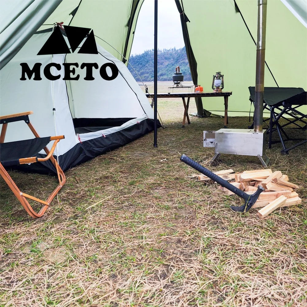 Lightweight Tipi Hot Tents with Stove Jack, Standing Room,Teepee Tent for Hunting, Family Team Camping,Brown, 6-8Persons