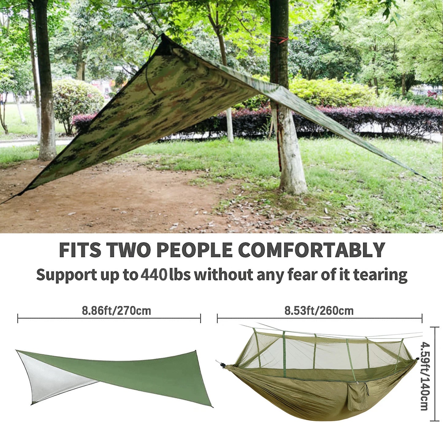 Anti Outdoor Camping Hammock With Mosquito Net And Rain Tent Equipment Supplies Shelters Camp Bed Survival Portable Hammock