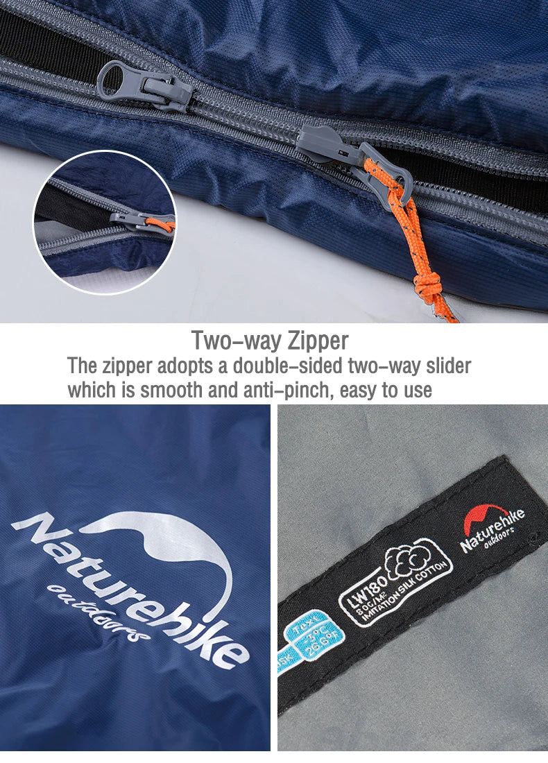 Naturehike LW180 Sleeping Bag Ultralight Portable Splicable Single Spring Summer Outdoor Hiking Camping Climbing Sleeping Bag