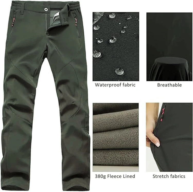 Outdoor Hiking Pants Trekking Fleece Slim Soft Shell Snow Ski Pant Waterproof Windproof Winter Climbing Clothes