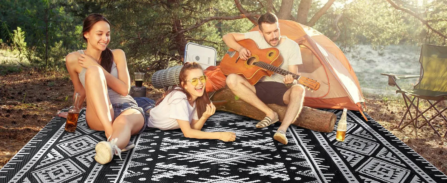 Olanly Outdoor Waterproof Rugs Reversible Plastic Straw Rug Indoor Outdoor Washable Boho Patio Rug RV Mat For Patio Camp Picnic