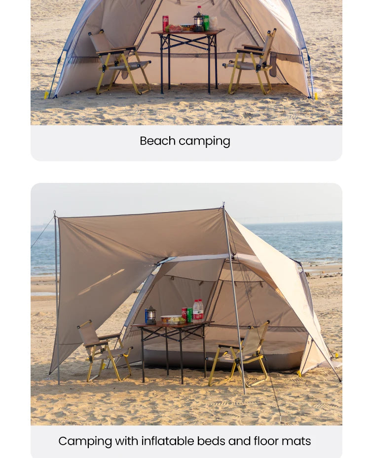 Sonuto Outdoor 3-4P One-Touch Camping Tent Quick Automatic Opening Beach Fishing Tent Family Travel Picnic Park Anti-UV Shade