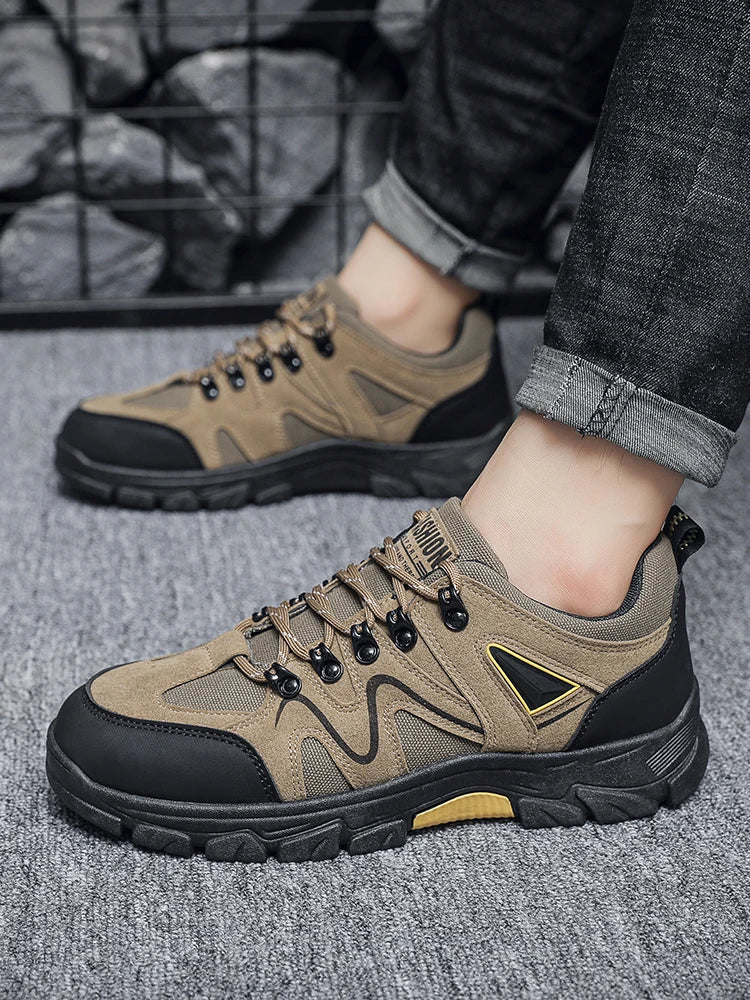 Men's Outdoor Hiking Shoes, Hiking Boots, Suede Leather Outdoor Shoes, Wear-resistant Men's Walking and Hunting Sports Shoes