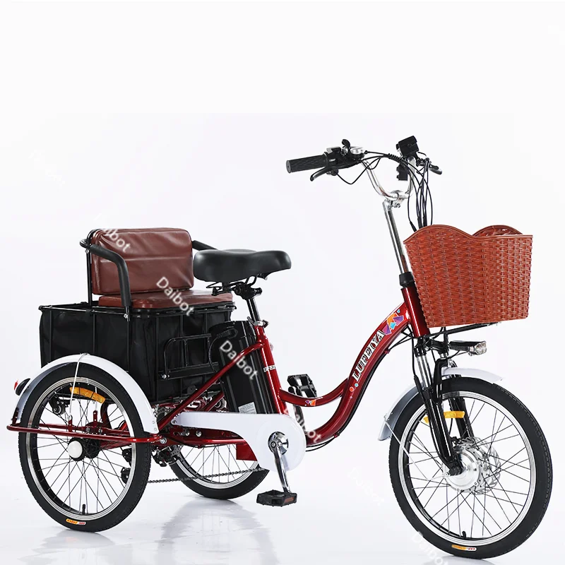 3 Wheel Electric Tricycle for Adult 350W 48V 7 Speed 20 Inch Retro Electric Cargo Bike for Men's Women's with Pull Basket