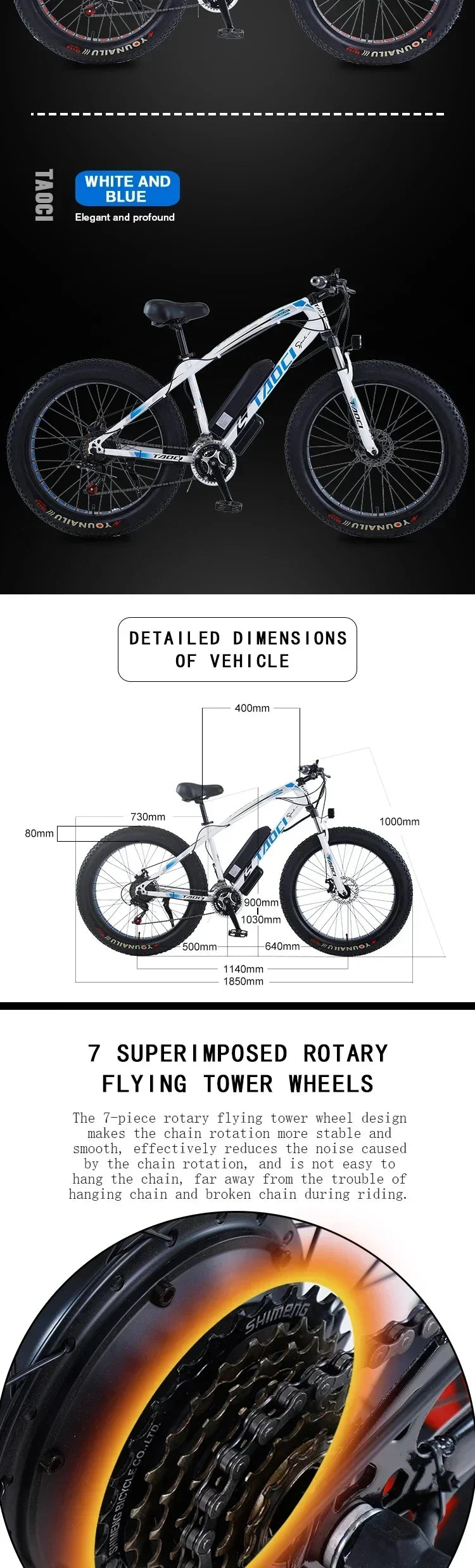 AKEZ Electric Bicycle 750W Brushless motor 48V13AH Lithium Battery 26 Inch Adult Electric Bike Fat Tire Mountain off-road  EBike