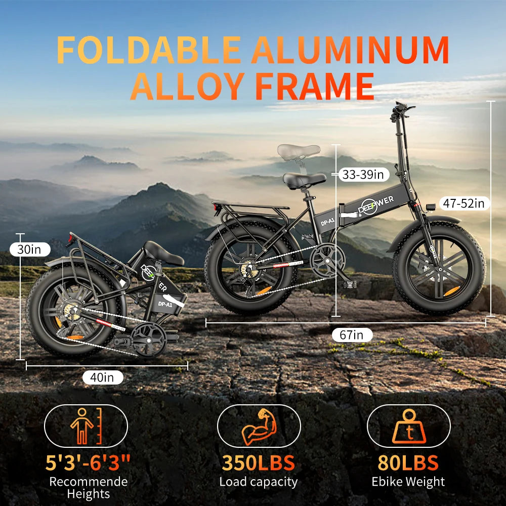 IDOTATA EU Delivery 1000W Electric Bike 48V 20AH Folding Mountain Ebike 20Inch Fat Tire Urban Commuting Electric Bicycle 36MPH