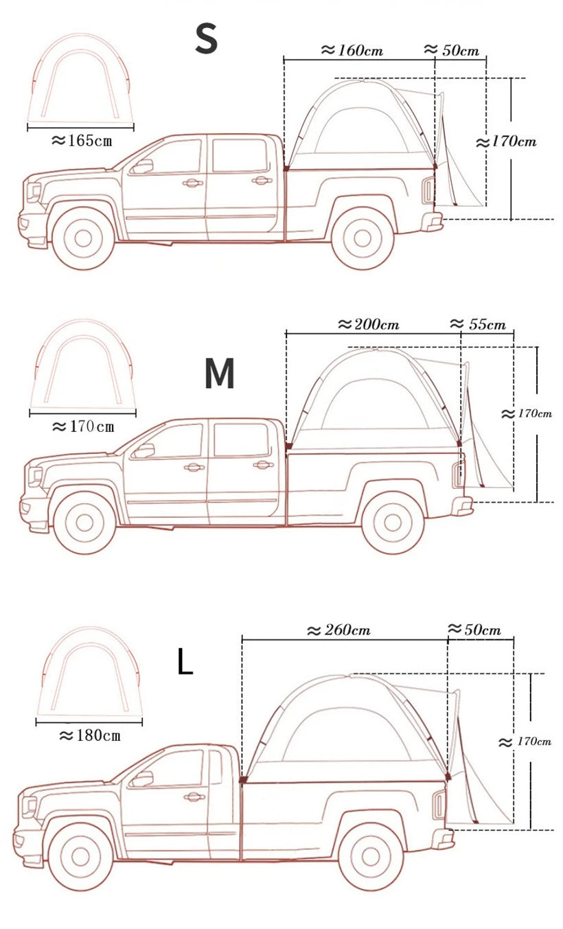 Car Rear Tent Field Camping Pickup Truck Side Tents Fishing Automatic Roof Tent Oxford Cloth For Toyota Tundra Tacoma Titan